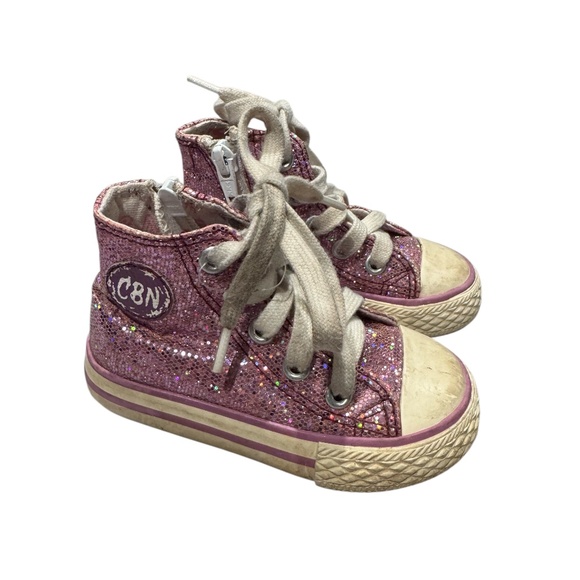 Ciciban pink sparkle toddler high-top sneakers - size 22 (6-6.5T) - Picture 1 of 7